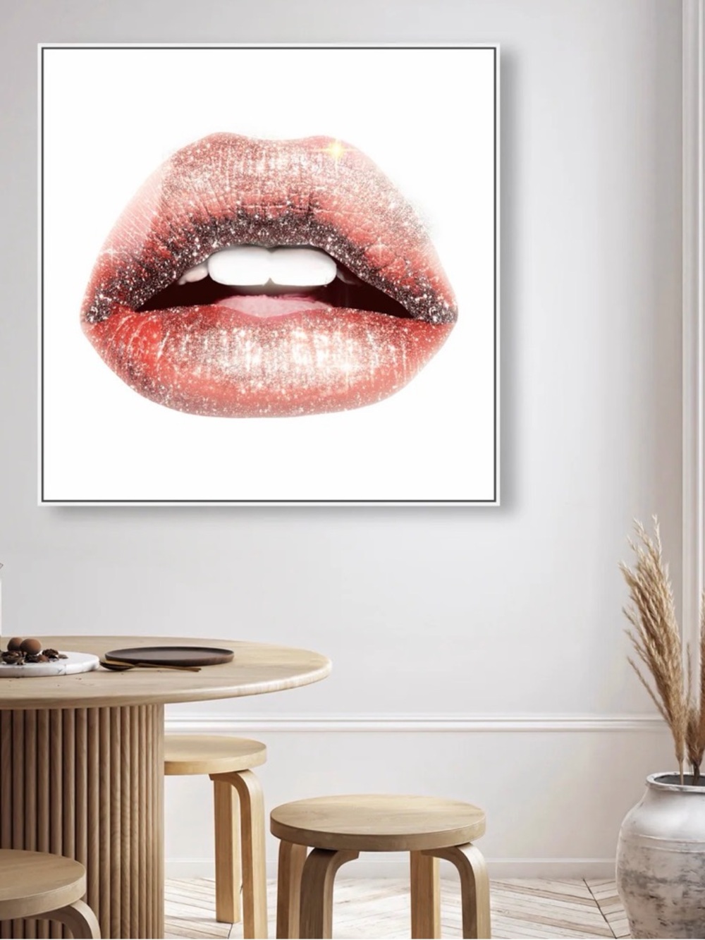 Oliver Gal Rose Gold Glitter Lips Art Print